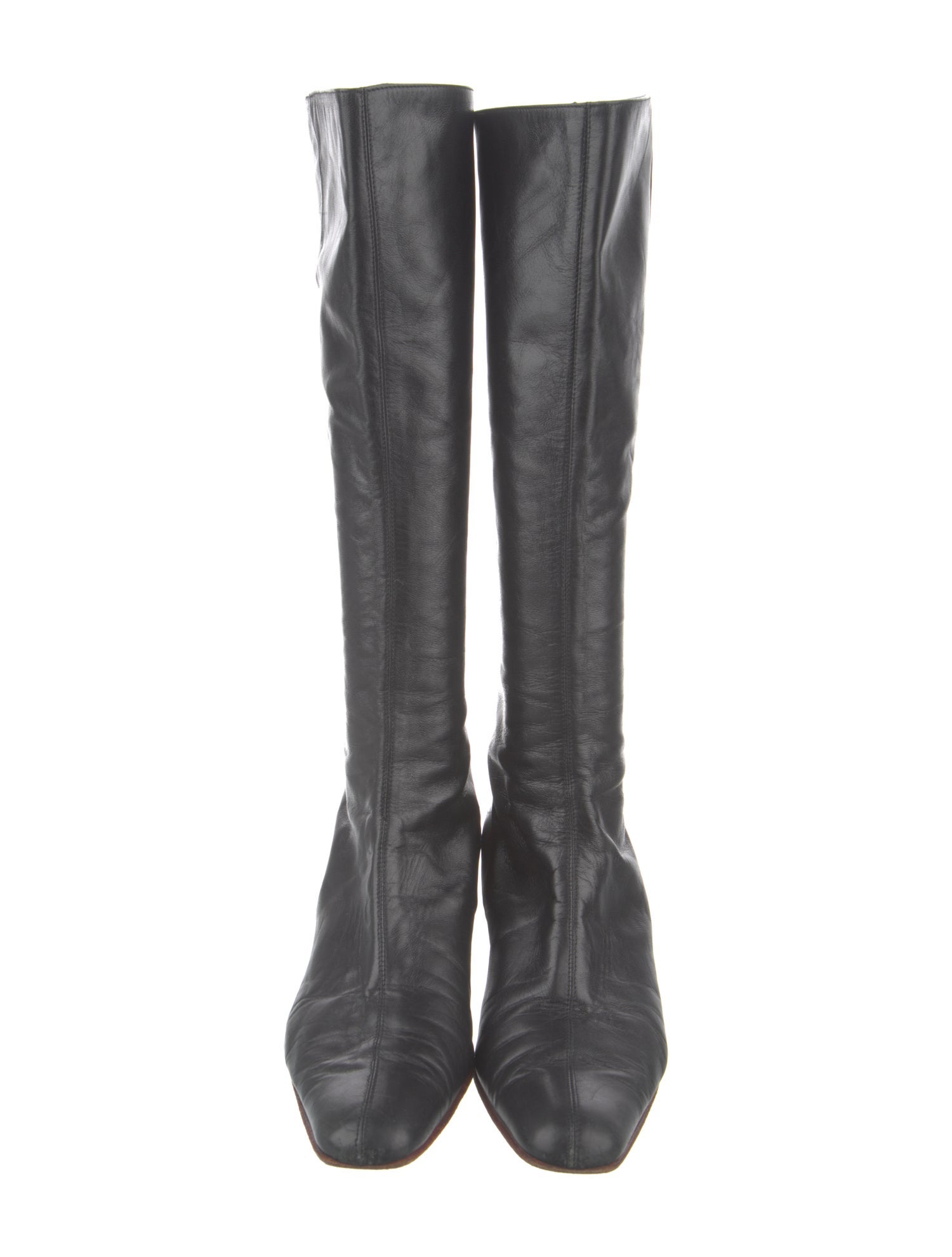 Valentino Rockstud Accents Leather Riding Boots